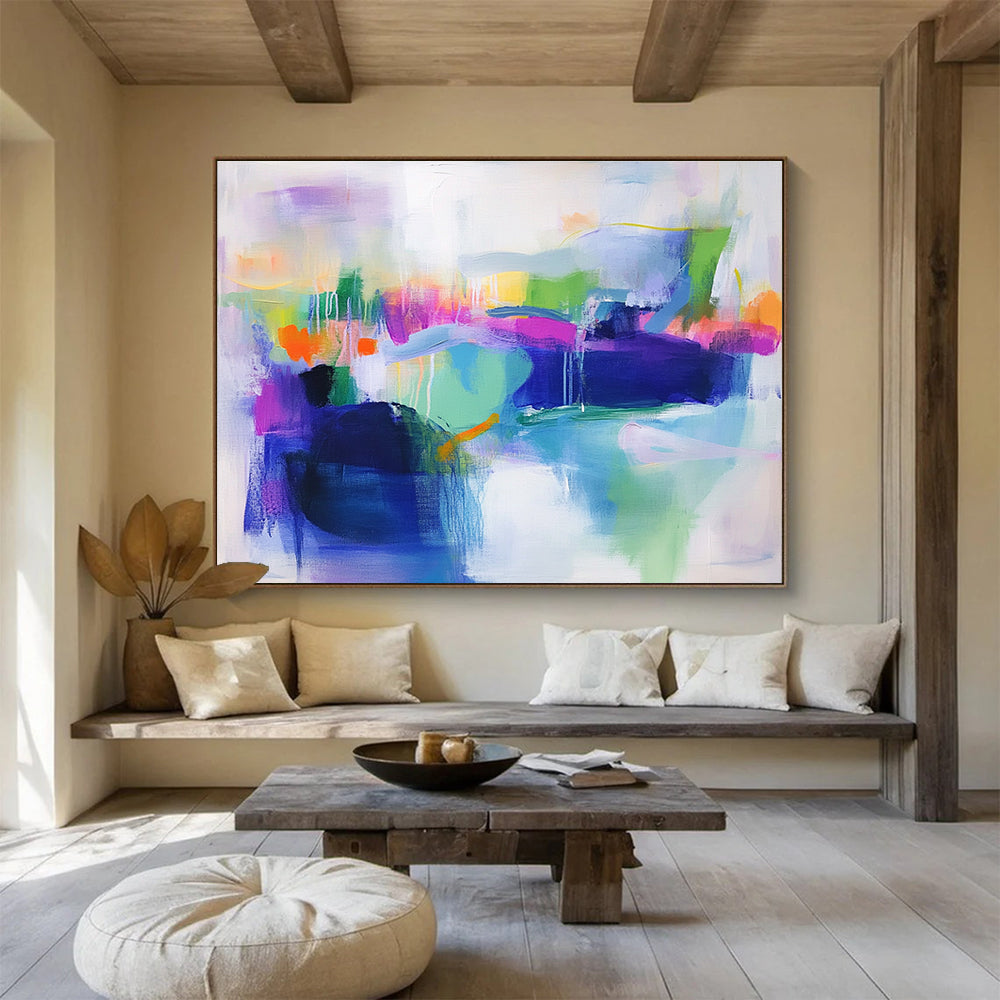 Vibrant Color Fusion Abstract Painting with Bold Color Mix DYP493