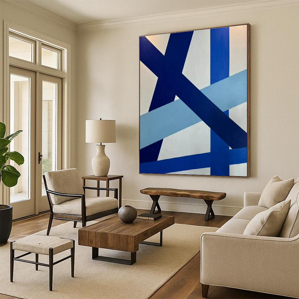 Large Customizable Hand-Painted Abstract Canvas for Bedroom Walk-in Dressing Area and Living Room Window Seat Alcove DLZ1892