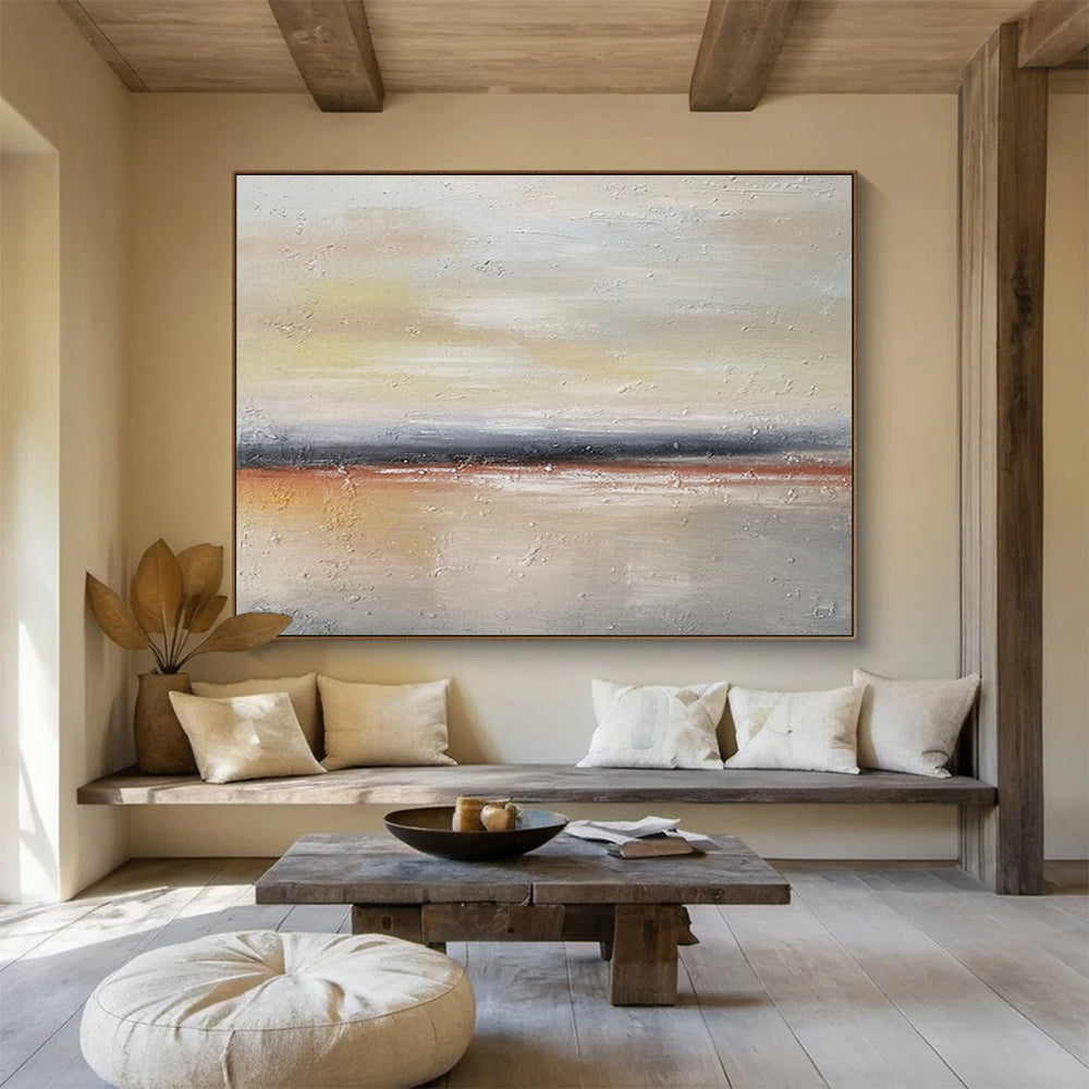 Minimalist Toned Sea Sky Abstract Painting THY018