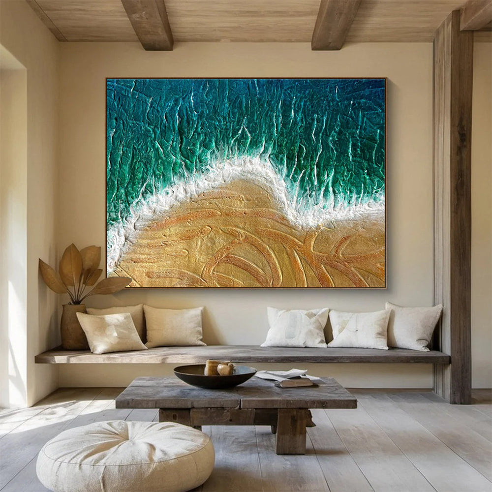 Beach Wave Abstract Painting with Textured Seascapes THY356