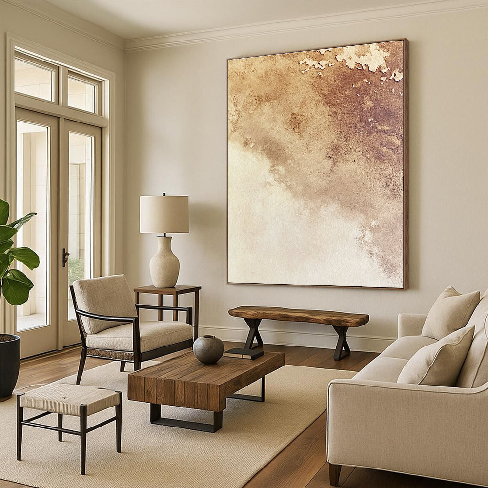 Brown and Beige Gradient Watercolor Abstract Painting with Soft Transitions GER005