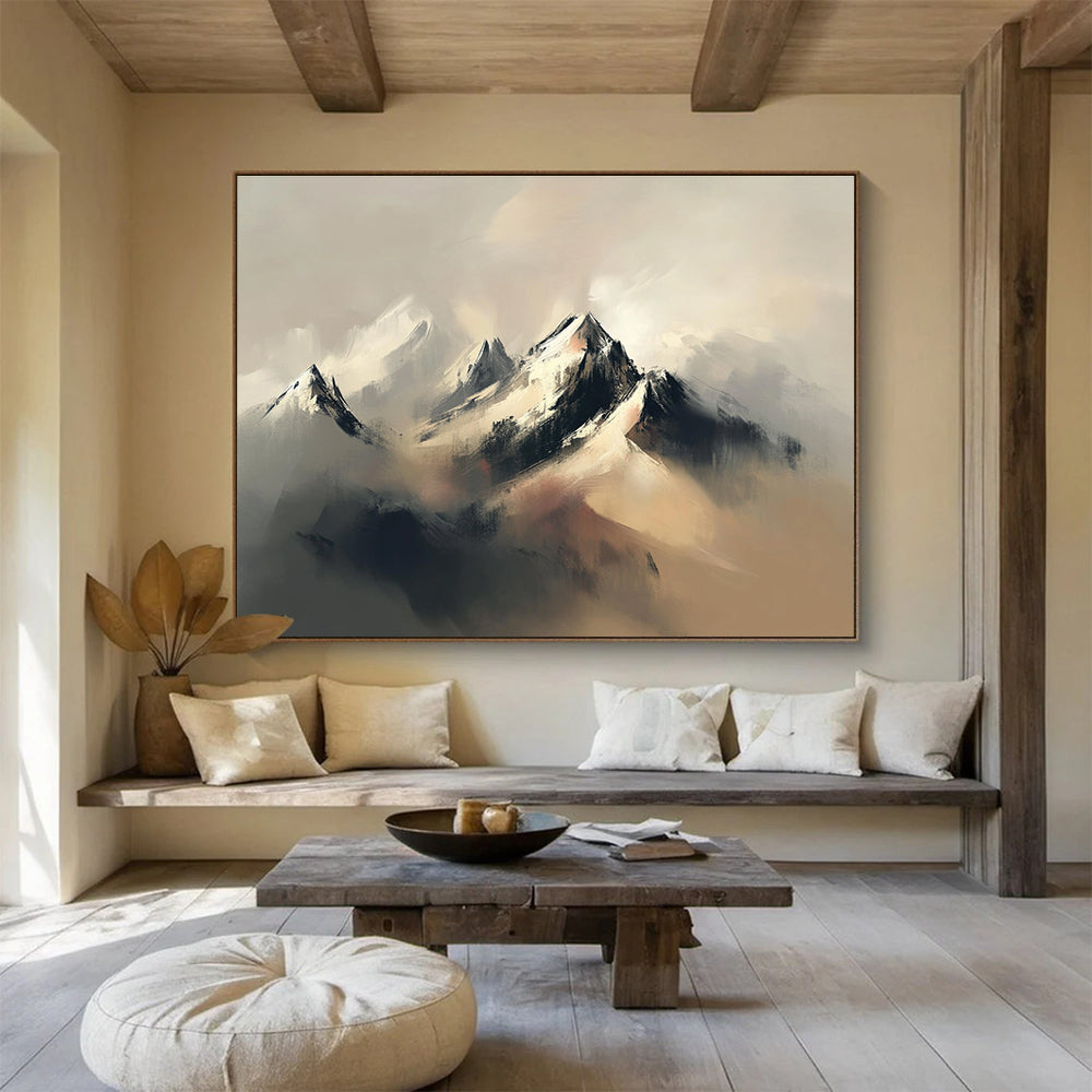 Misty Mountain Abstract Painting with Soft Hues DYP459