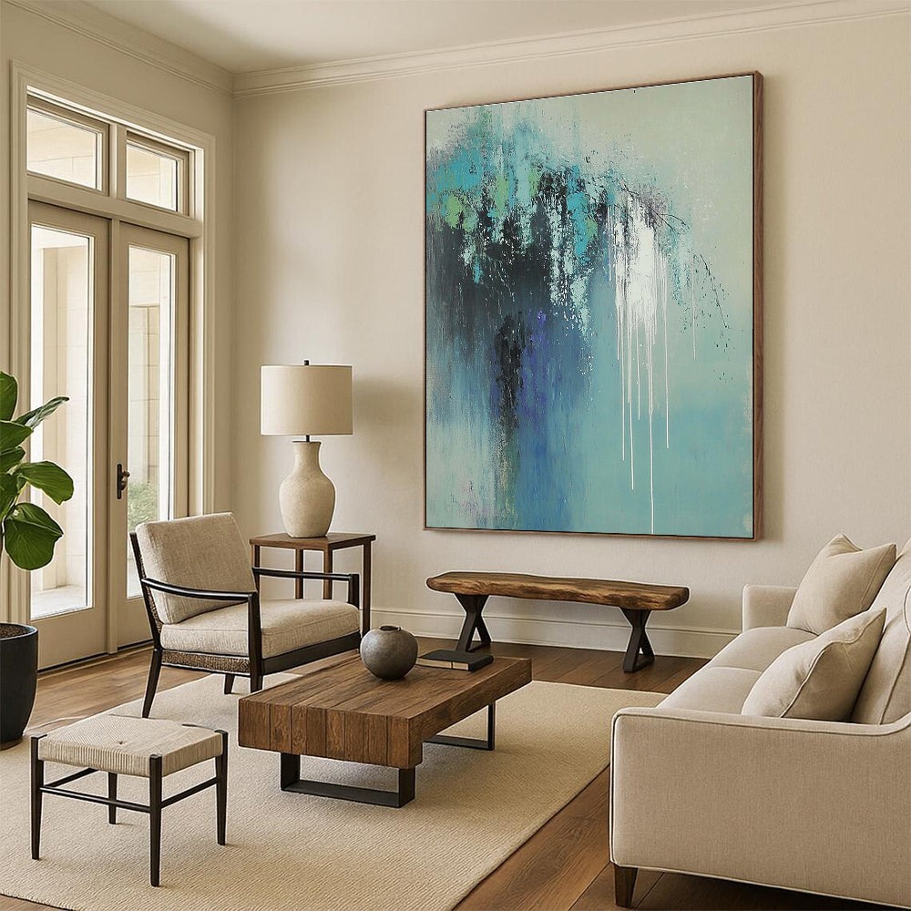 Colorful Dripping Abstract with Blue and Green Tones GER237
