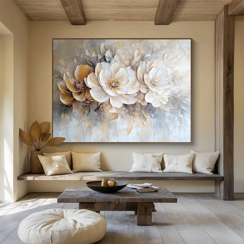 3D Floral Abstract - Textured Botanical Abstract Painting DYP003