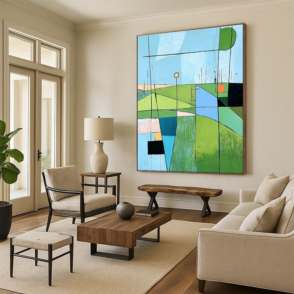 Green and Blue Landscape - Themed Abstract Artwork GER232