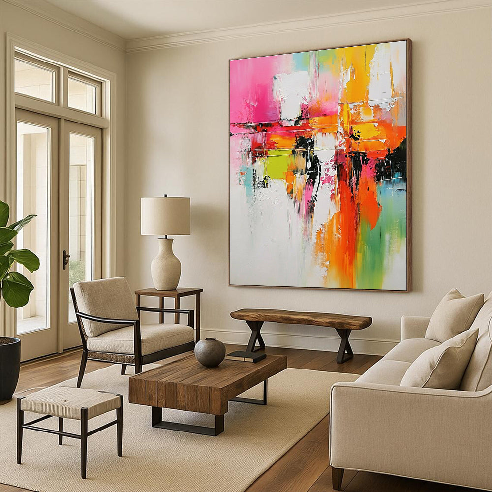 Vivid Color Block Abstract Painting with Bold Contrasts GER684