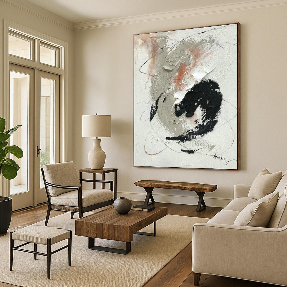 Large Hand - Painted Abstract Canvases for Hallway Staircase Landings & Office Pantries DLZ0819