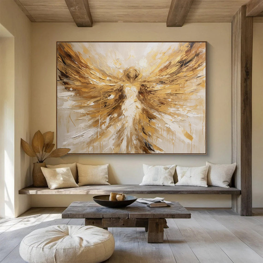 Golden and White Angel - themed Abstract Painting THY081
