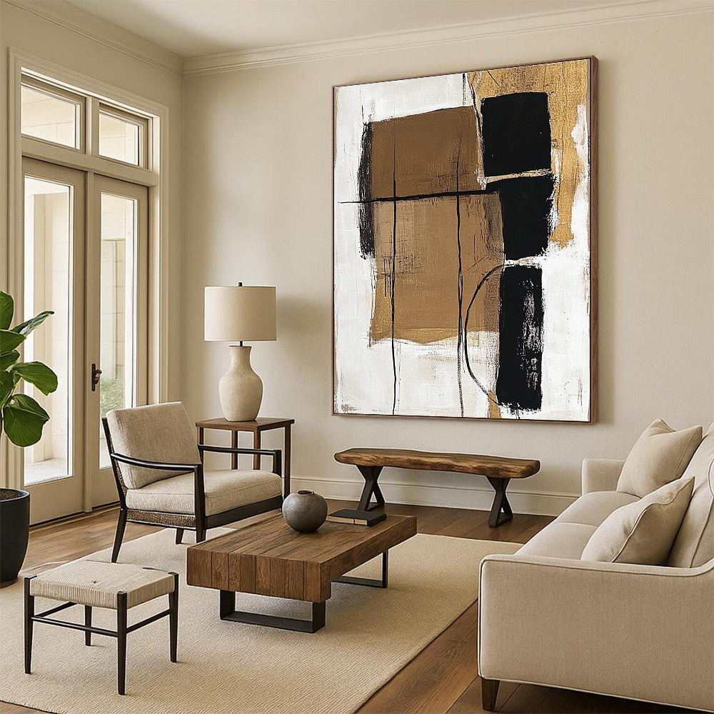 Brown Black Geometric Abstract Painting GER849