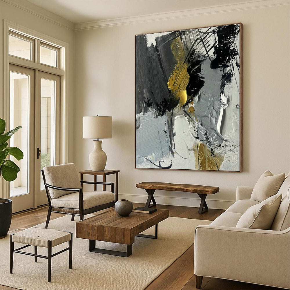 Custom Hand-Painted Abstract Canvas for Bedroom Alcove and Living Room Bay Window DLZ1674