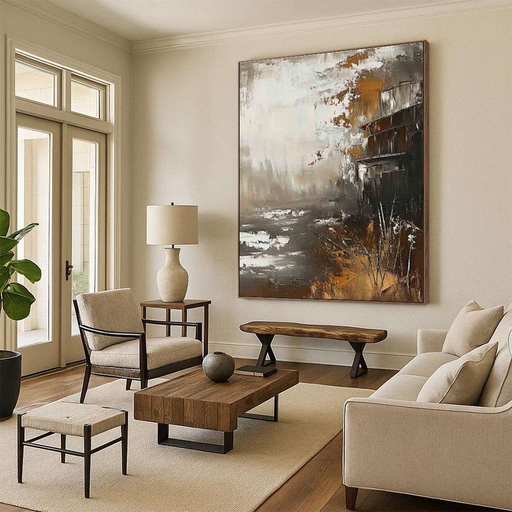 Riverbank Abstract Painting with Muted Tones ADGE485