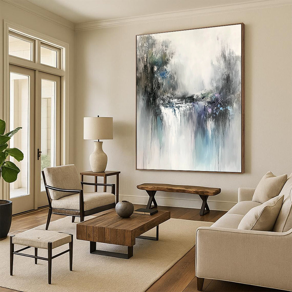 Waterfall Abstract Painting with Flowing Textures GER436