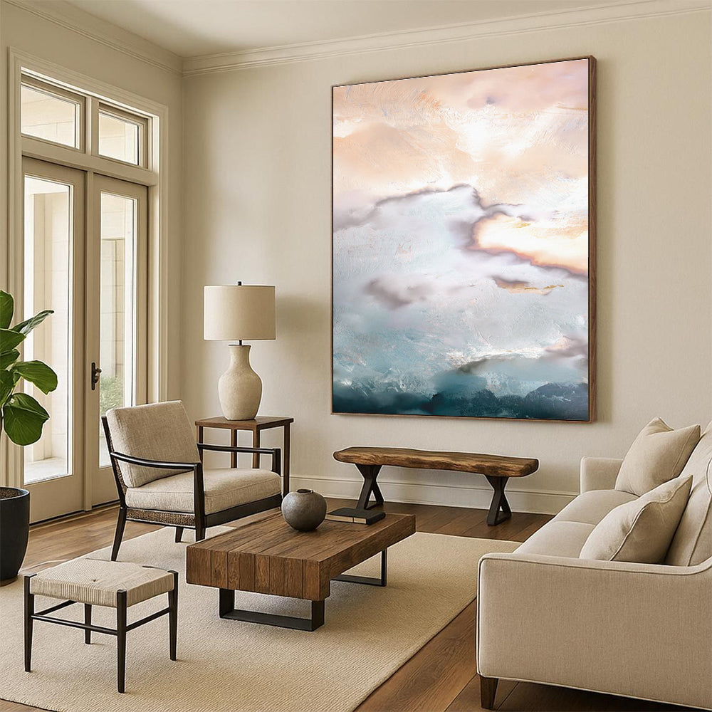 Blush and Teal Cloud - inspired Abstract Painting ADGE165