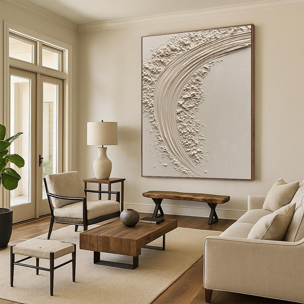 Textured Crescent Abstract in Beige Tones GER307