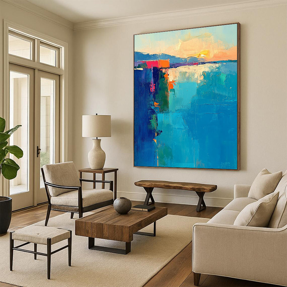 Colorful Coastal Scene Abstract Painting with Vibrant Hues GER400