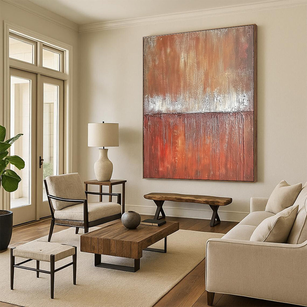 Brown White Textured Abstract Painting with Earthy Tones GER029
