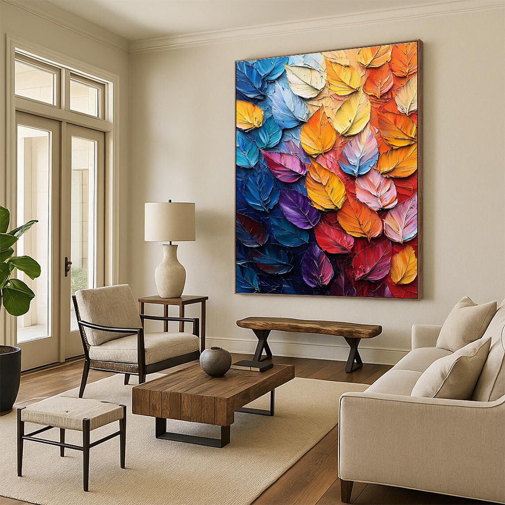 Colorful Leaf Abstract Painting with a Spectrum of Colors ADGE424