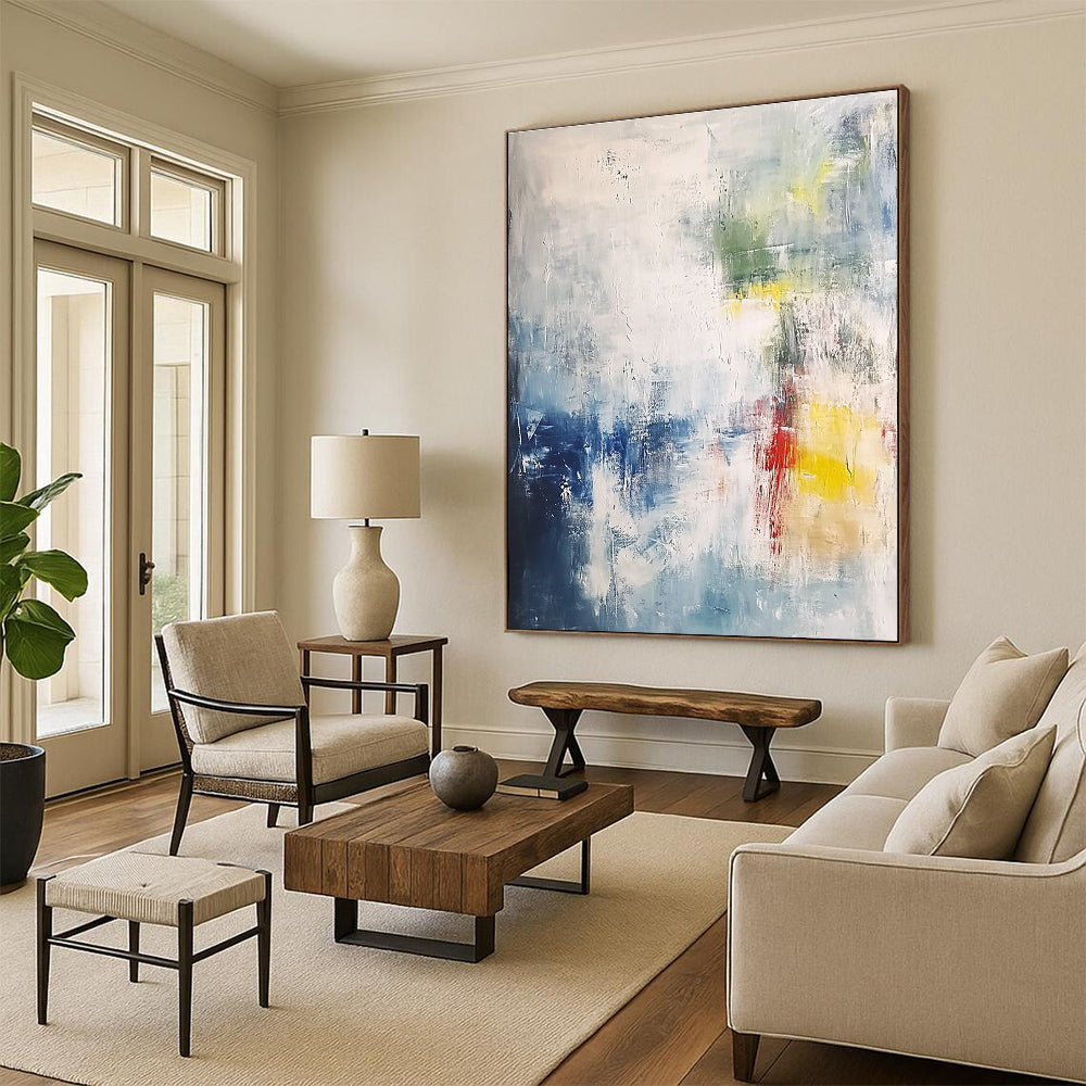 Blue Gray Colorful Abstract Painting with Subtle Textures GER810