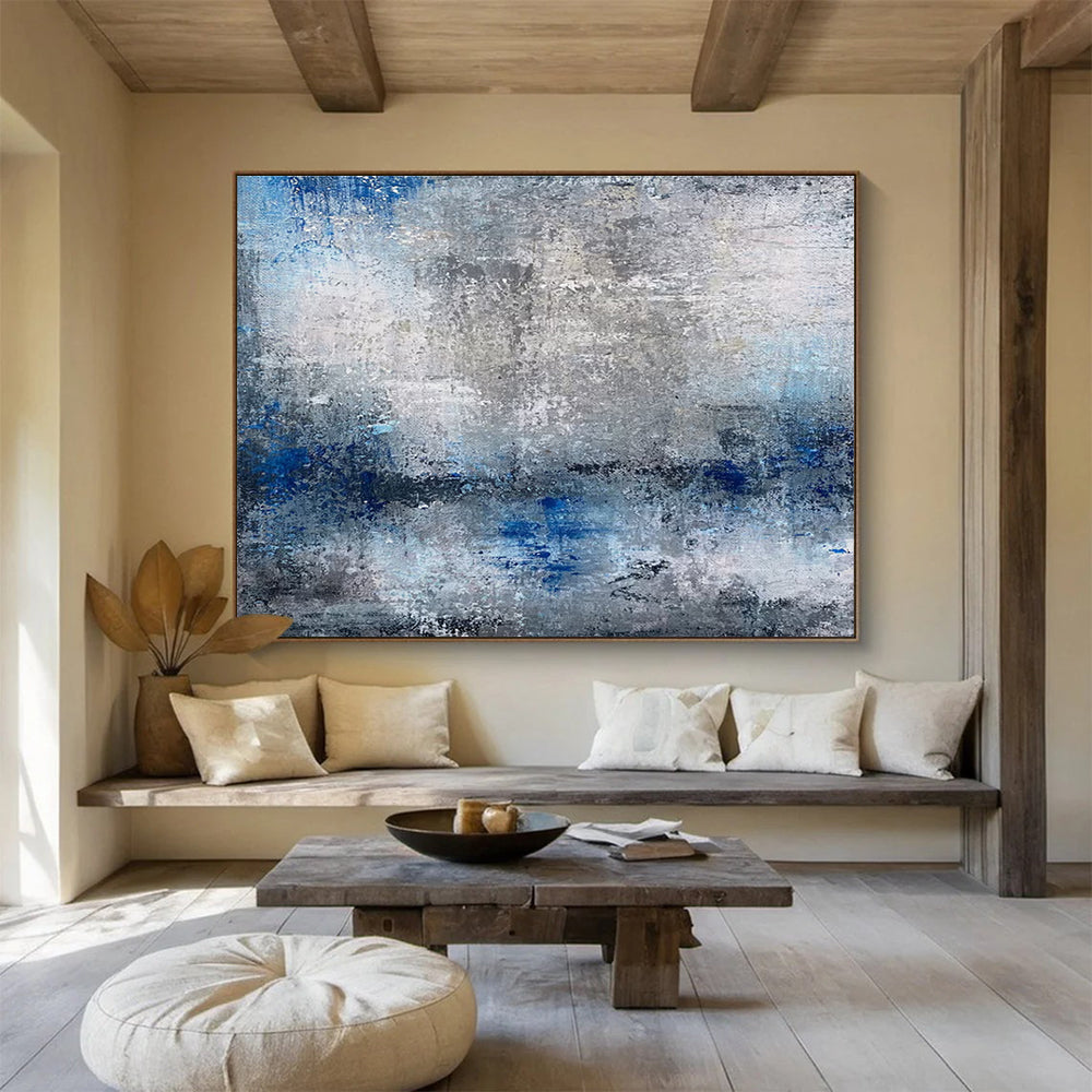 Gray Blue Abstract Painting with Subtle Texture THY341