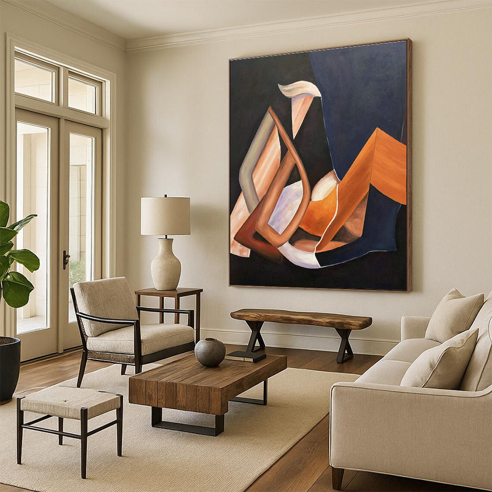 Abstract Hand - Painted Canvases for Living Room Coffee Table Coaster Holders & Dining Room Chair Armrest Caps DLZ0934