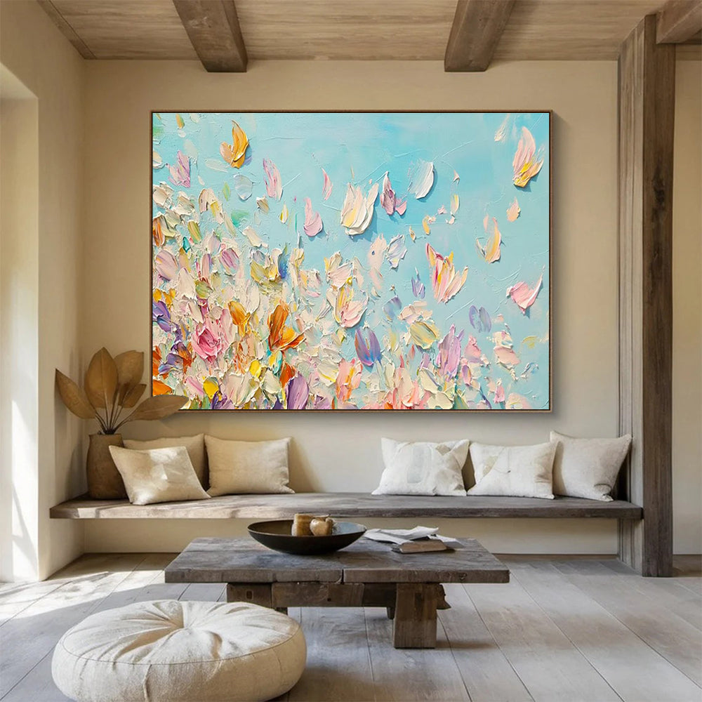 Petal Dance Abstract Painting with Soft, Airy Colors THY410