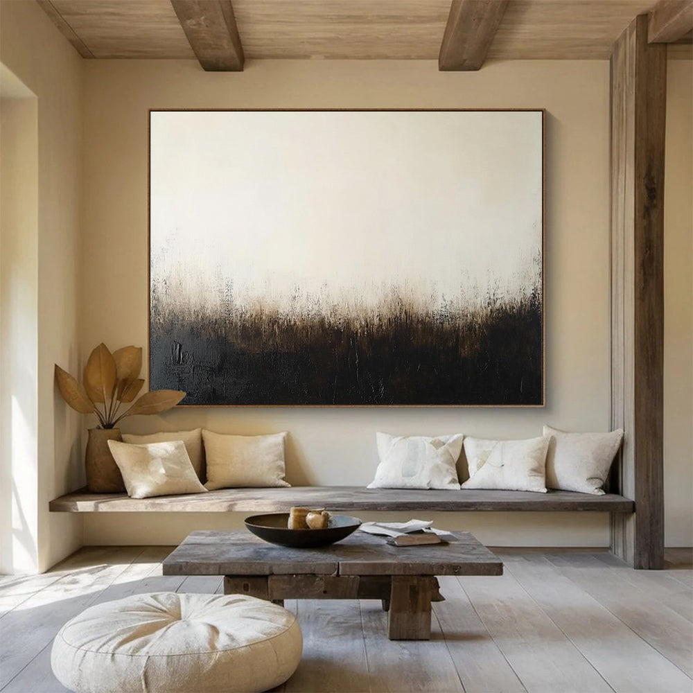 Dark Toned Abstract Landscape Painting with Browns and Blacks DYP218