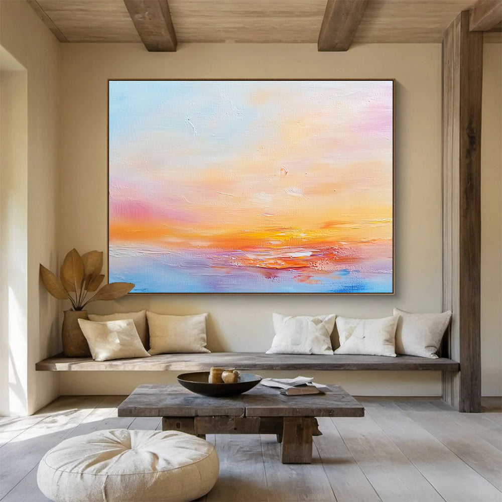 Soft Sunset Abstract Painting with Pastel Hues DYP440