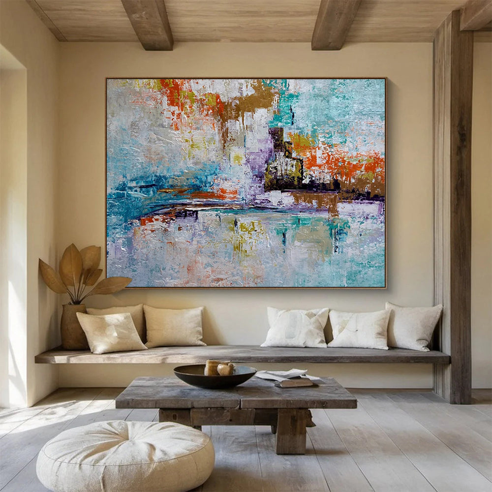 Colorful Cityscape Abstract Painting with Vibrant Urban Energy THY368