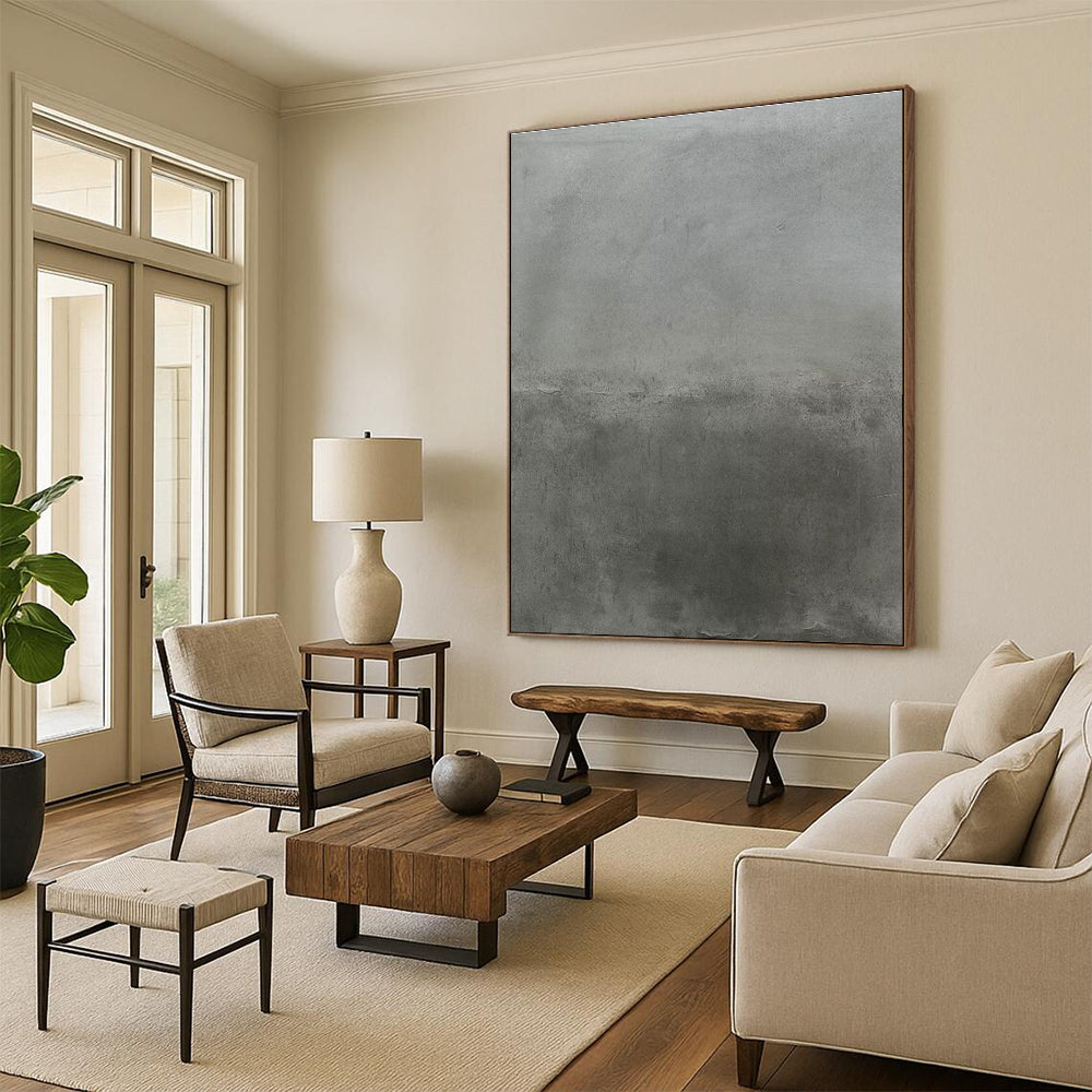 Gray Textured Abstract Painting with Subtle Layers ADGE520
