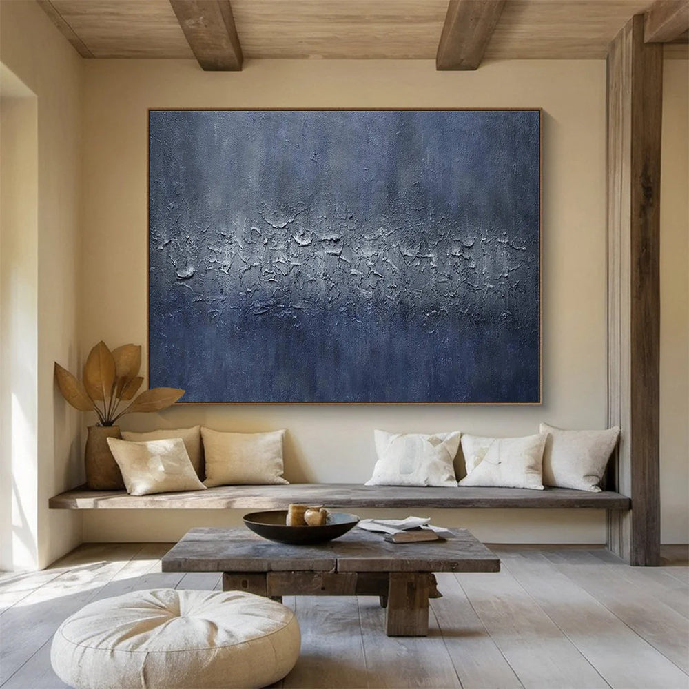 Blue Textured Abstract Painting with Cool, Industrial Vibes THY392