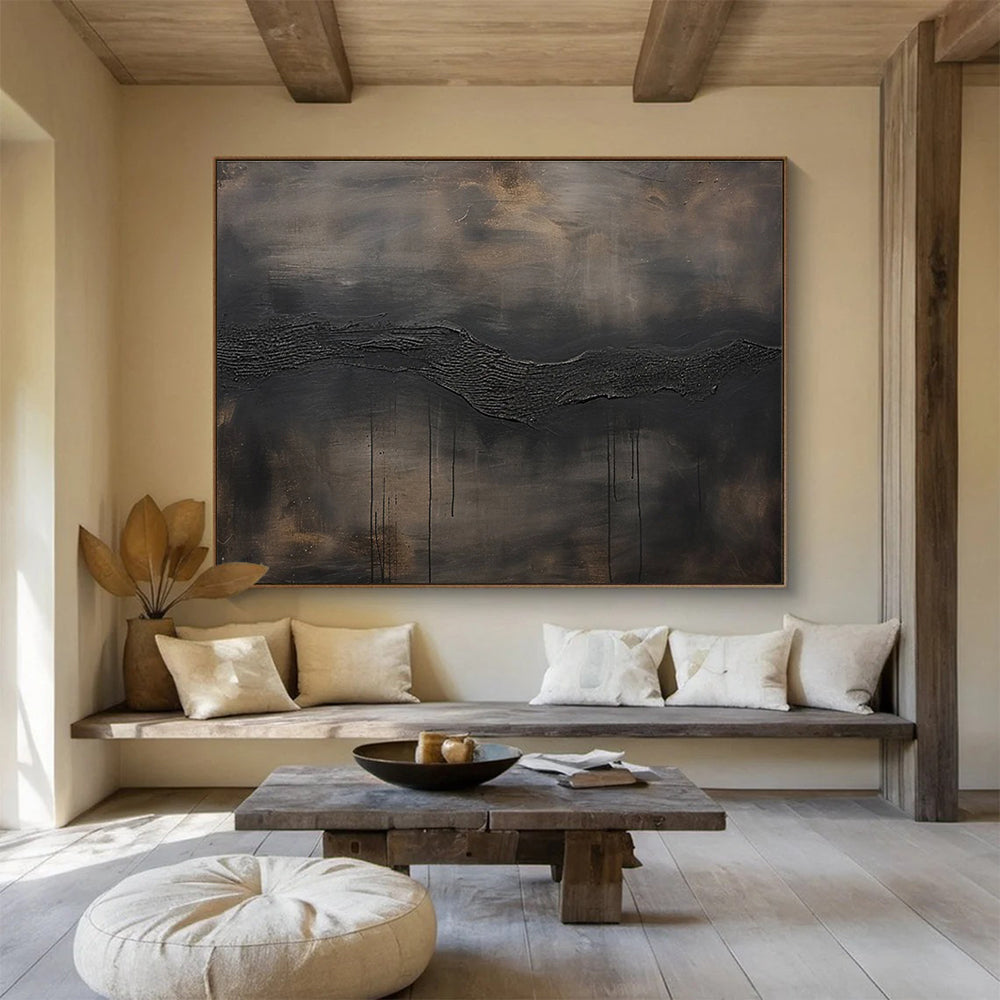 Dark Textured Abstract Painting with Deep, Ear THY Tones THY390