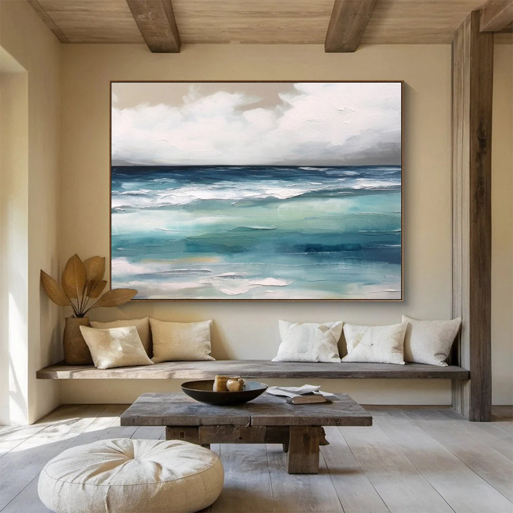 Blue Green Sea Sky Abstract Painting THY050