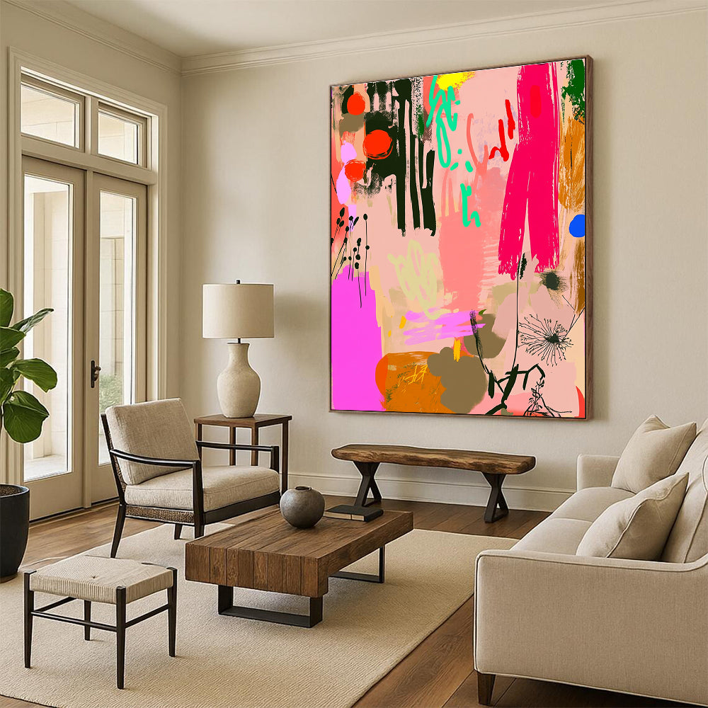Eclectic Abstract Doodles Painting with Mixed Elements GER084
