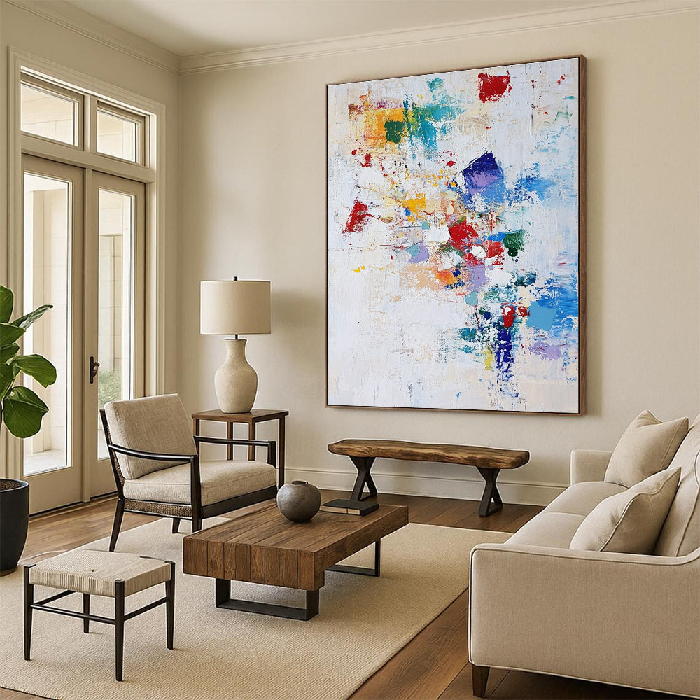Colorful Patchwork Abstract Painting with Eclectic Shapes GER752
