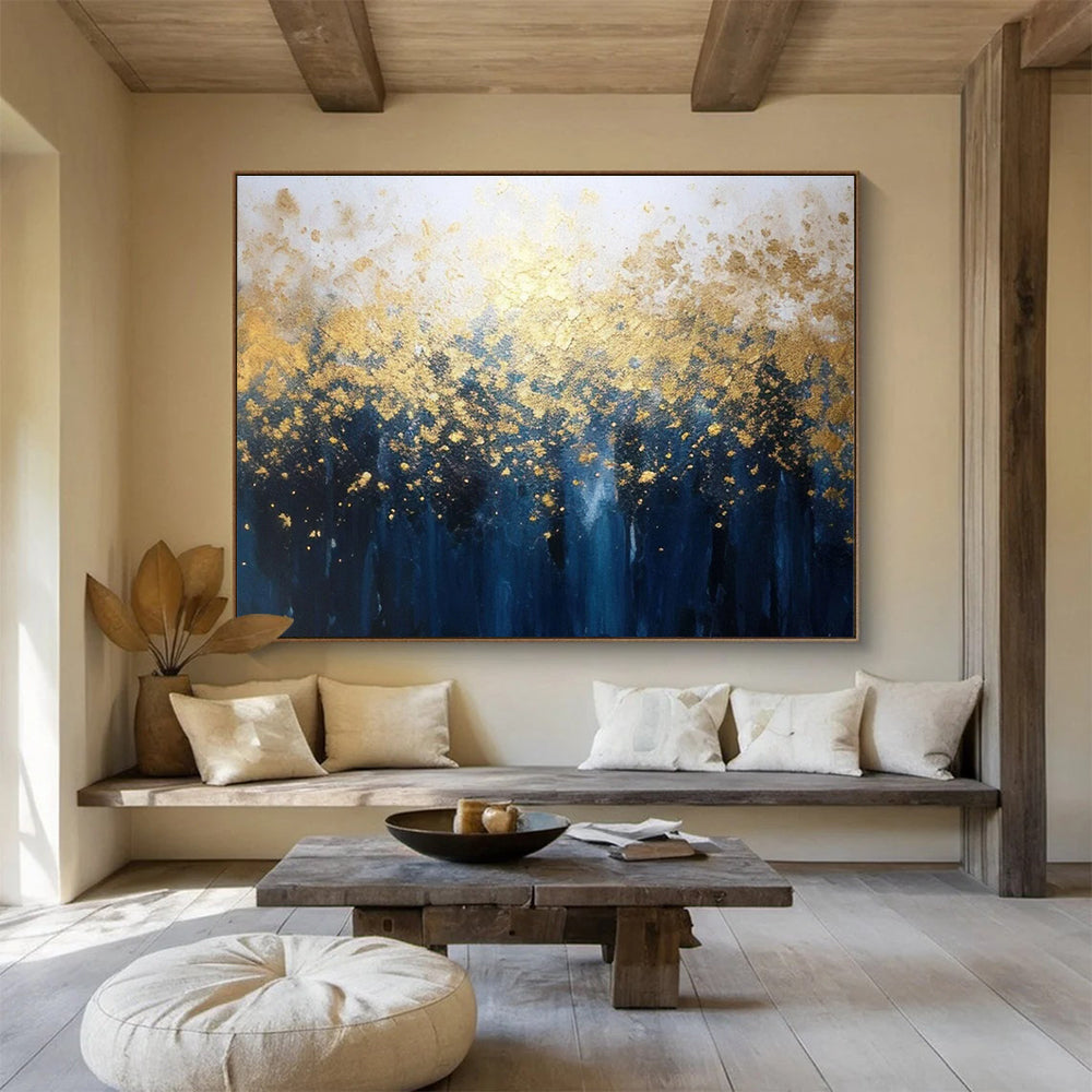 Gold Blue Forest Abstract Painting THY047