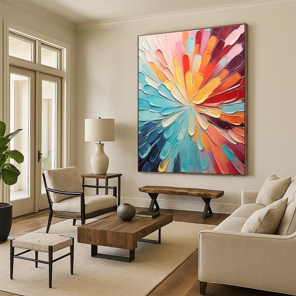 Colorful Petal Abstract Painting with Radial Pattern ADGE288