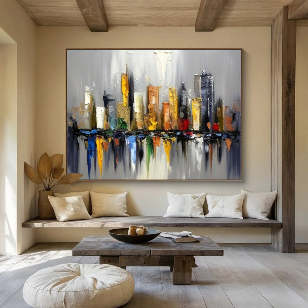 Colorful City Skyline Abstract Painting THY066