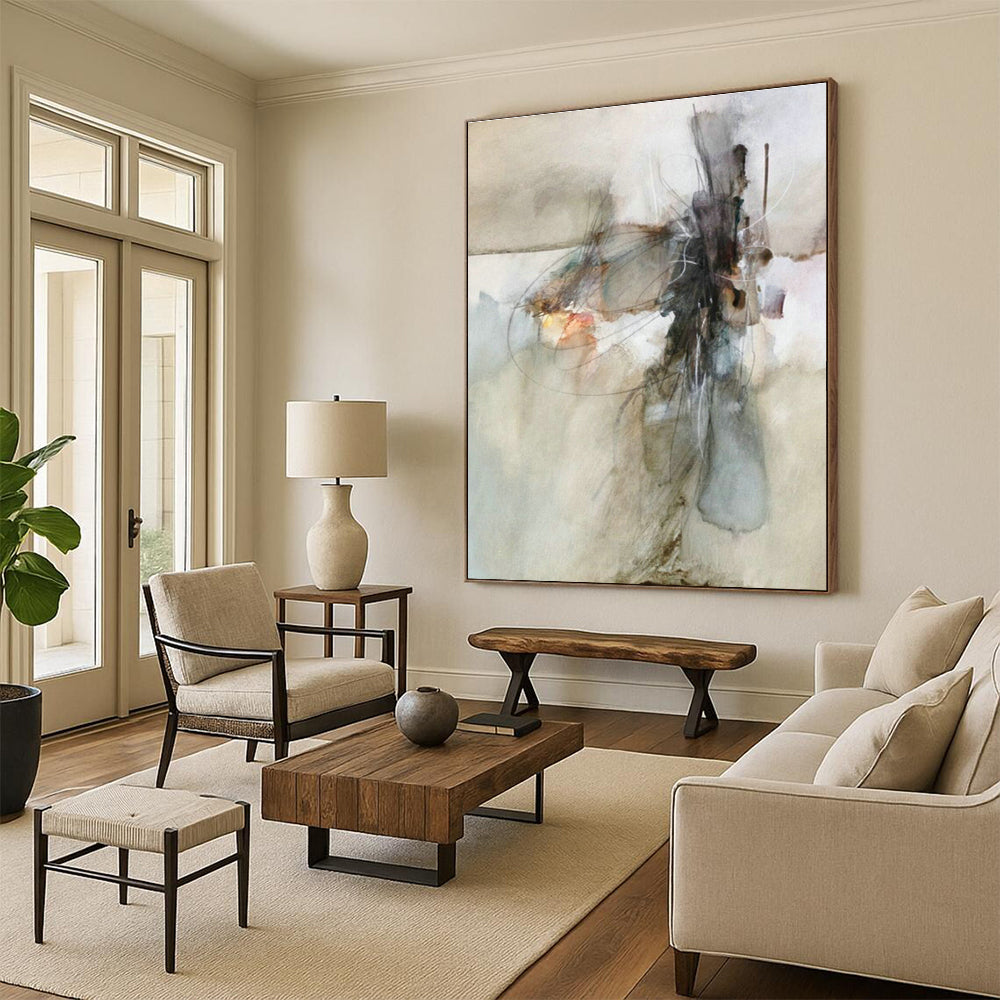 Handmade Abstract Color Art Painting, a Creative Expression for Office and Foyer DLZ0957