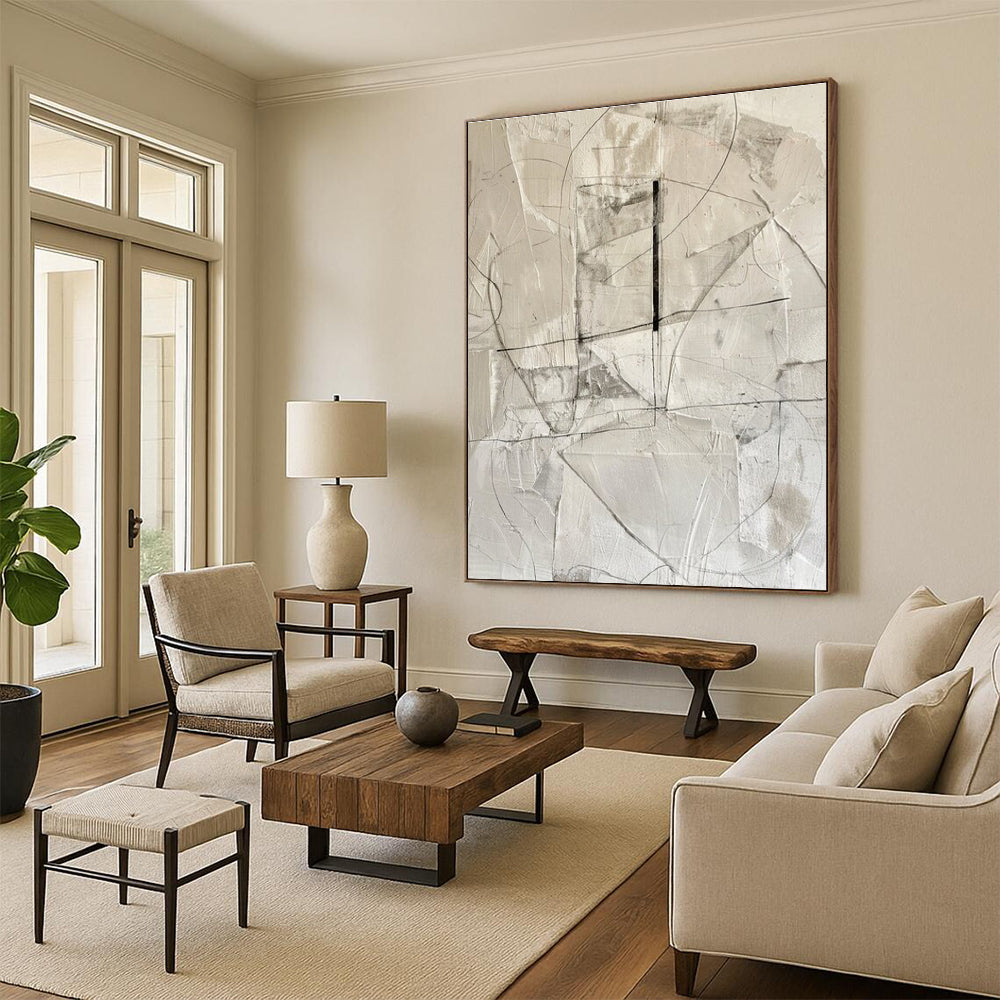 Grey White Black Abstract Painting ADGE001