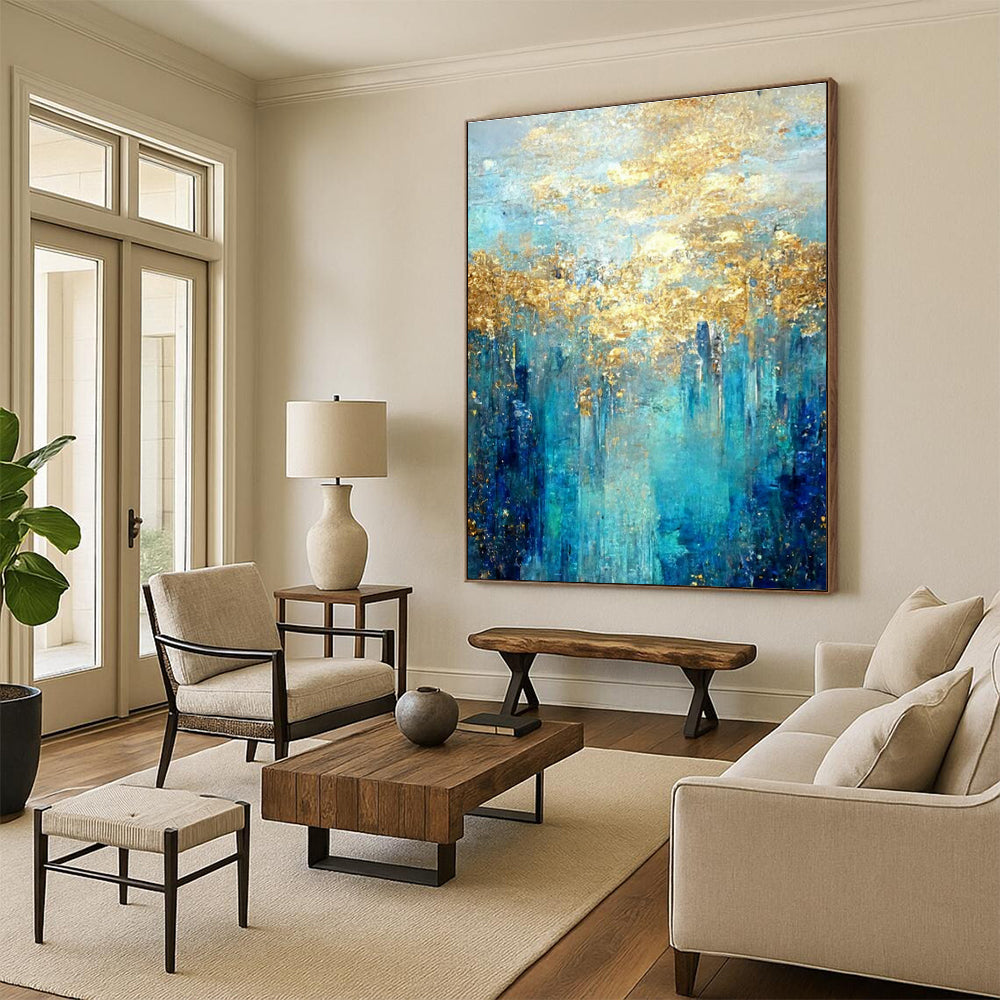 Oversized Custom Hand-Painted Abstract Canvas for Cottage Living Room Firewood Storage Niche Wall and Office Supply Cabinet Wall DLZ1912