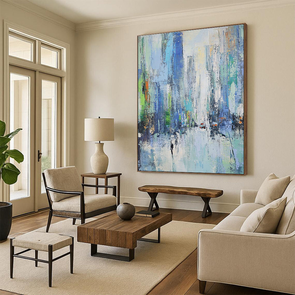 Colorful Cityscape Abstract Painting with Urban Energy GER386