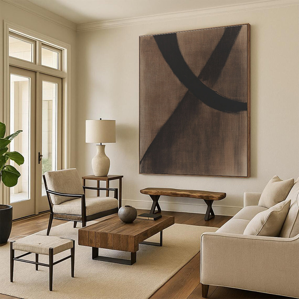 Brown and Black Abstract Painting with Bold Brushstrokes GER046