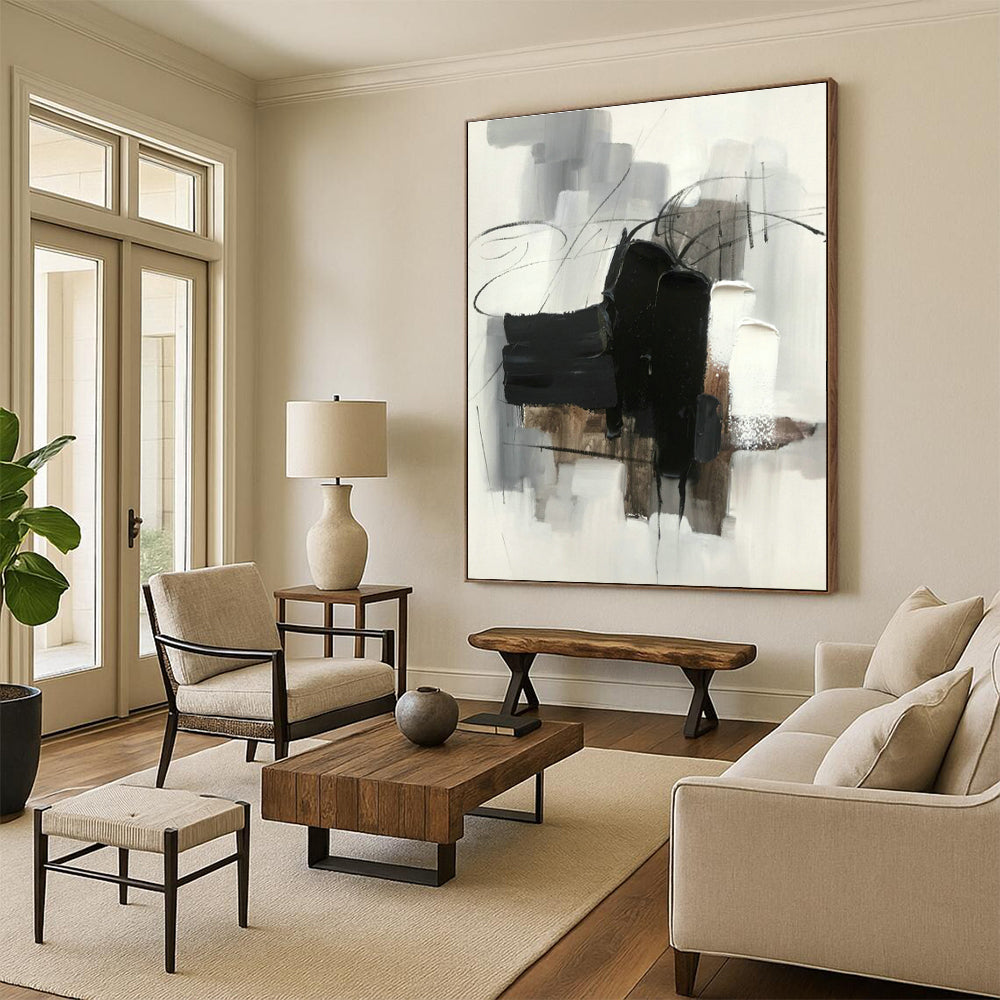 Extra-Large Handmade Abstract Canvas for Cottage Bedroom & Living Room DLZ1282