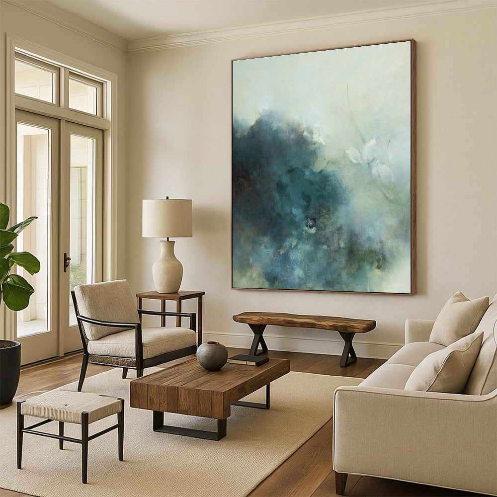 Oversized Hand-Painted Abstract Canvas Wall Hanging, a Cozy Embellishment for Bedroom and Living Room DLZ0955