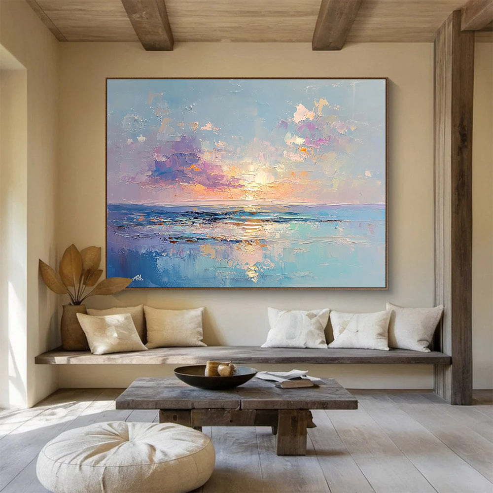 Colorful Sunset Sea - Impressionist Abstract Painting DYP010