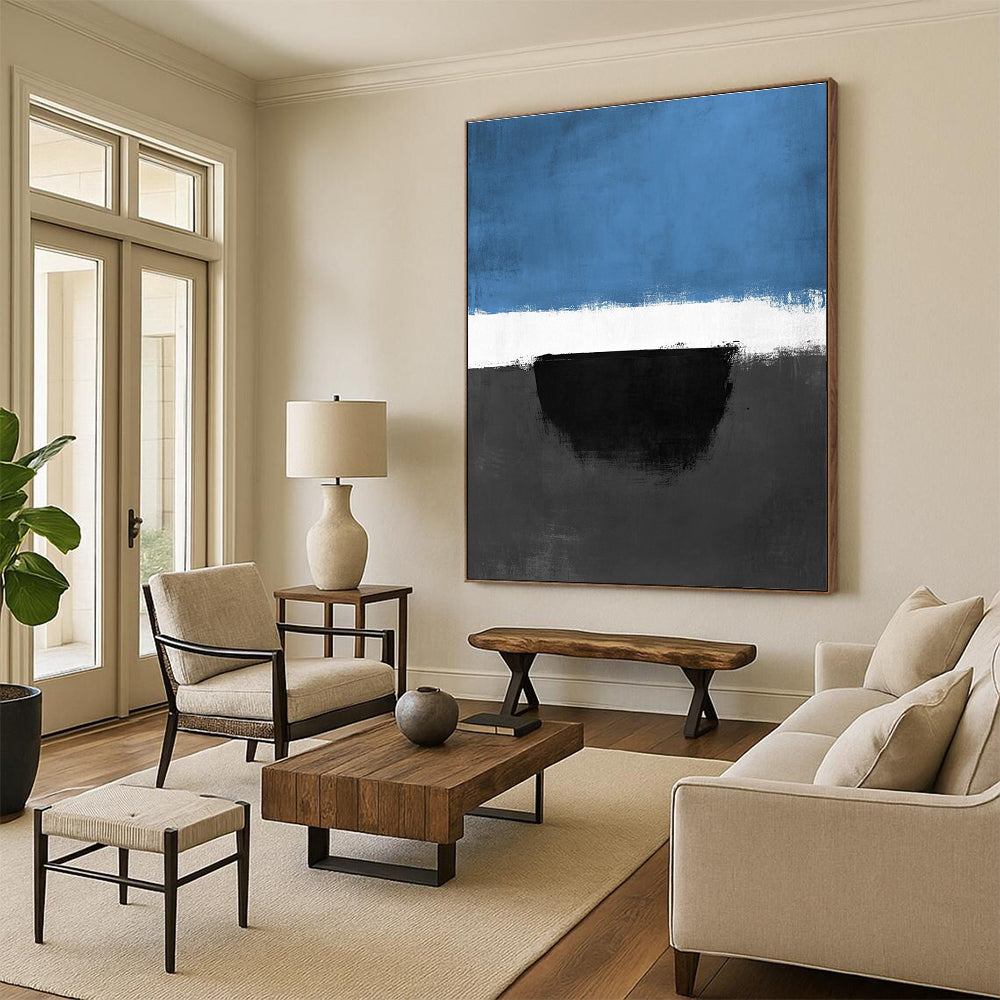 Blue White Black Abstract Painting GER848