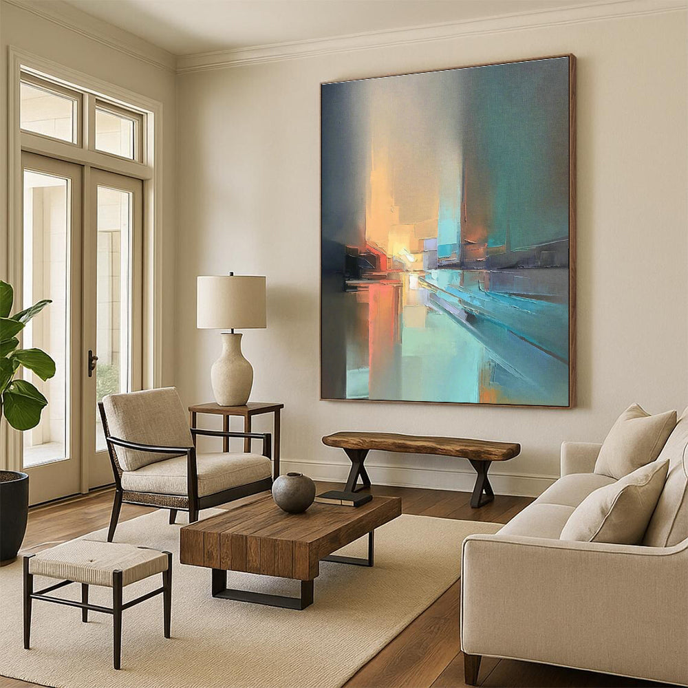 Massive Bespoke Hand - Painted Abstract Wall Art for Hallway & Living Room DLZ1073