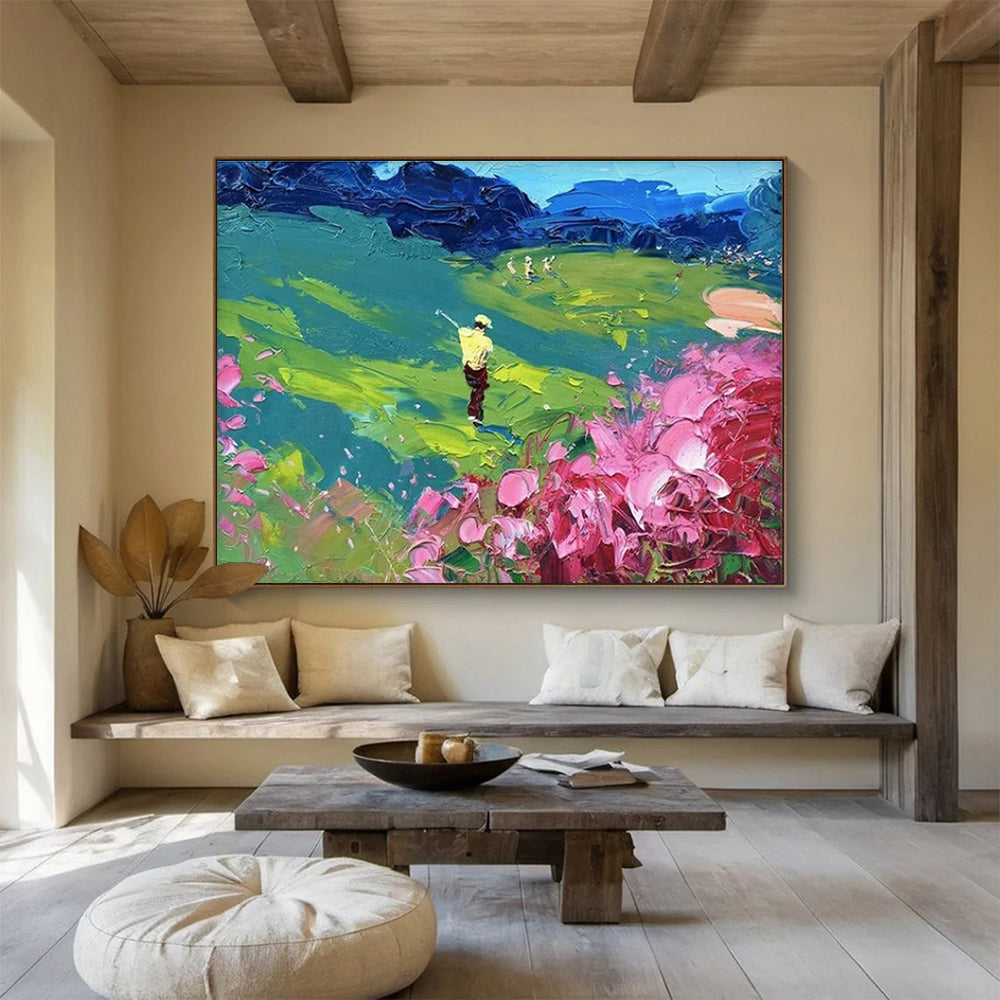 Golfer in the Green Abstract Painting THY446
