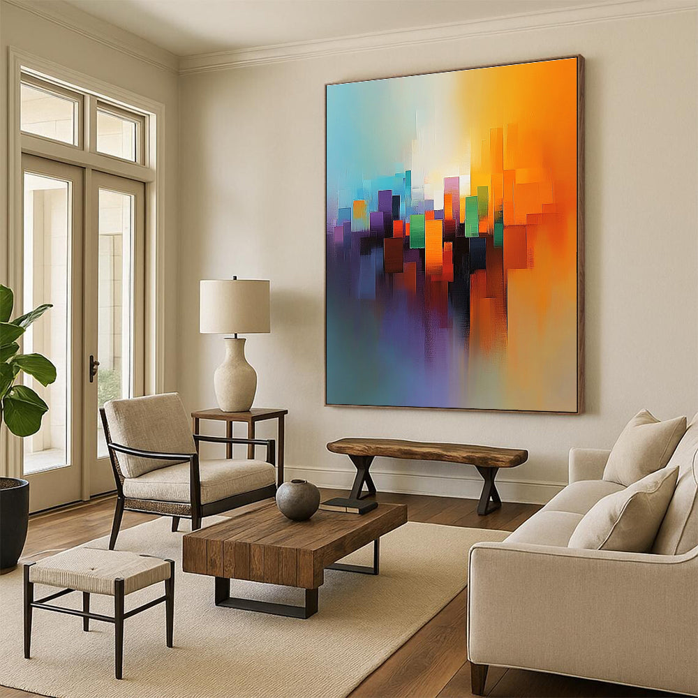 Colorful City Abstract Painting with Vivid Hues GER449