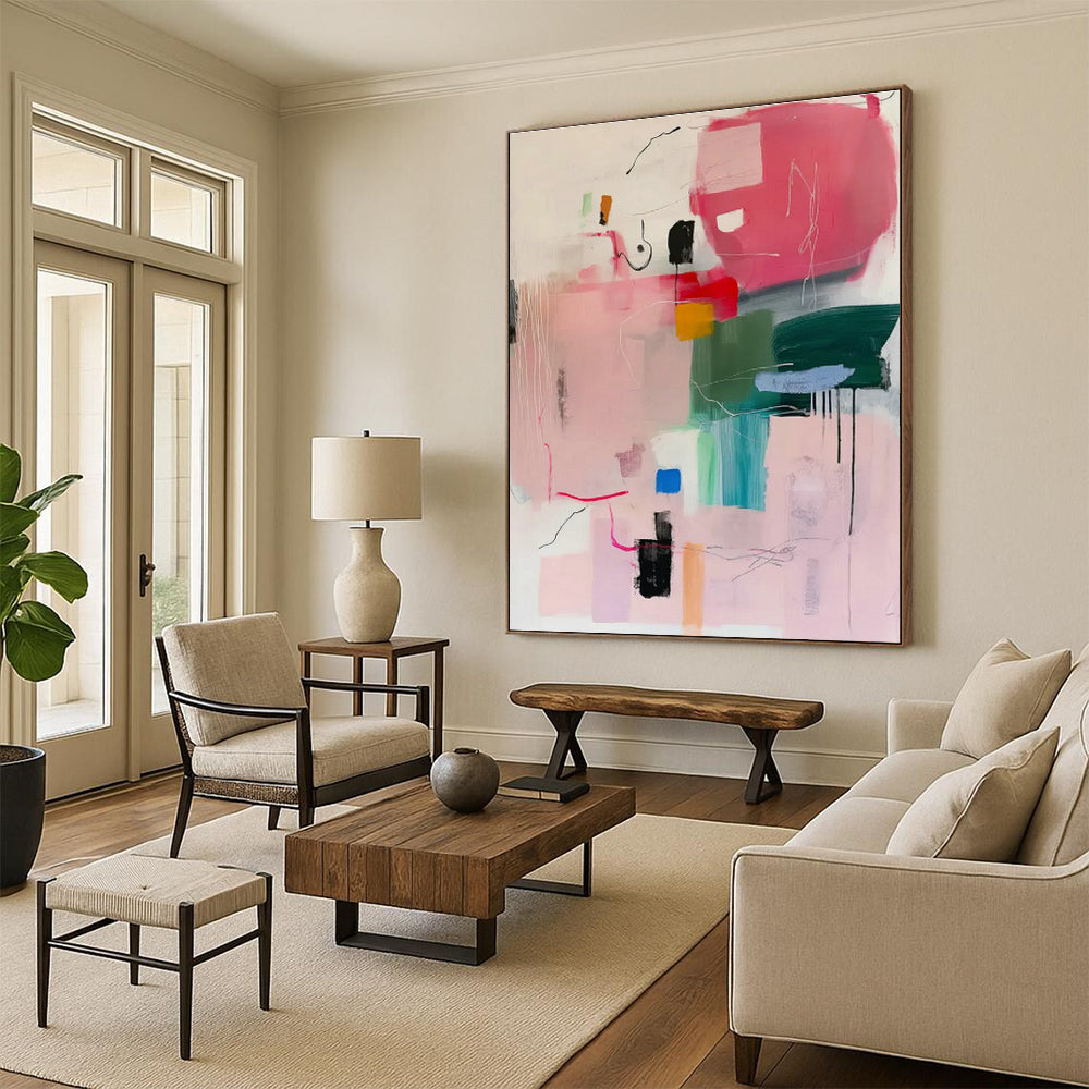 Large Custom Hand-Painted Abstract Art for Dining Room & Entryway DLZ1005